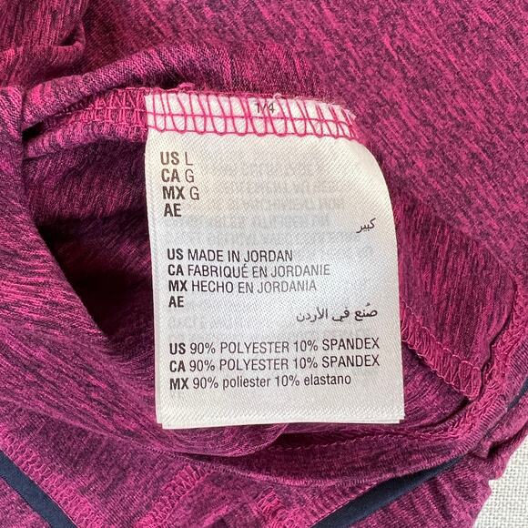 Karen Scott Full Zip Mock Neck Jacket Women's L Fuschia Pink Navy Trim Activewea - Picture 7 of 9